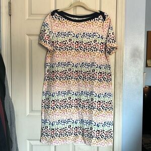 NWT Boden boatneck multicolor animal print short sleeve tshirt dress size 12